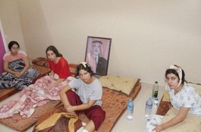 An undated handout picture provided on July 16, 2024 by The Hostages Families Forum Headquarters, representing families of Israeli hostages held by Palestinian militants in Gaza, shows hostages (L - R) Liri Albag, Agam Berger, Daniella Gilboa, and Karina Ariev, at an unknown location during the early days of captivity. Hostages Families Forum Headquarters/AFP via Getty Images