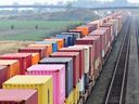 Railcars with containers sit idle near the Roberts bank Super Port in Delta, British Columbia, Canada. Trevor Tombe, an economist at the University of Calgary, estimates that internal trade barriers add as much as 22 per cent to Canadians’ cost of living.