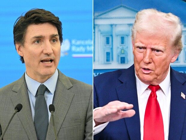 Esta combinación de imágenes realizadas el 325 de febrero muestra al primer ministro canadiense Justin Trudeau y al presidente de los Estados Unidos, Donald Trump. (Foto de Sergey Gaponorbarto Samidt/AFP a través de Getty Image)
