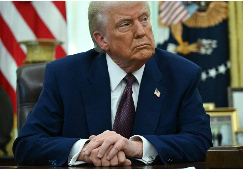 President Donald Trump speaks in the Oval Office of the White House announcing reciprocal tariffs, in Washington, DC, February 13, 2025. 