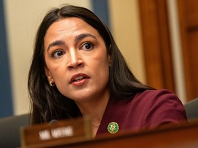 Rep. Alexandria Ocasio-Cortez (D-NY) speaks as United States Secret Service Director Kimberly Cheatle testifies before the House Oversight and Accountability Committee during a hearing at the Rayburn House Office Building on July 22, 2024 in Washington, DC.