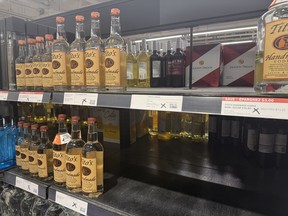 Tito’s Handmade Vodka was no longer being stocked as of Monday afternoon at the LCBO on Bloor near Bay. BRIAN LILLEY/TORONTO SUN