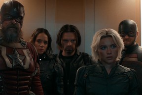 David Harbour, Hannah John-Kamen, Sebastian Stan, Florence Pugh, and Wyatt Russell in ‘Thunderbolts*’.