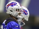 Buffalo Bills safety Micah Hyde (23) looks on during practice in Orchard Park, N.Y., Thursday, Jan. 23, 2025.