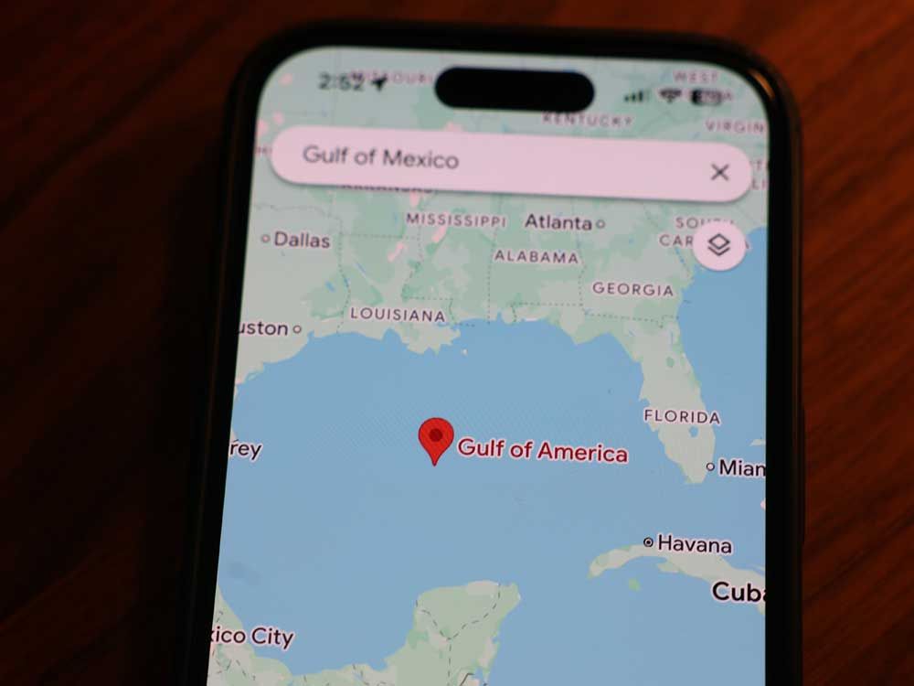A la imagen de esta película, un mapa de Google actualizado muestra al Golfo de América en California el 10 de febrero de 2025 en Sun Anselmo.