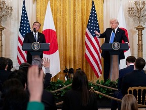 Shigeru Ishiba y Donald Trump en una conferencia de prensa en Washington DC en febrero de 2025.