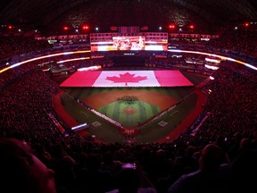 Before the game between the Toronto Blue Jays and the Baltimore Orioles, the general vision of the Rogers Center was in the Canadian National Anthem.
