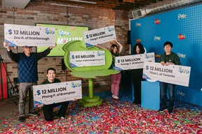 GTA construction company workers celebrate winning $60 million Lotto Max draw from Jan. 21, 2025. OLG phooto