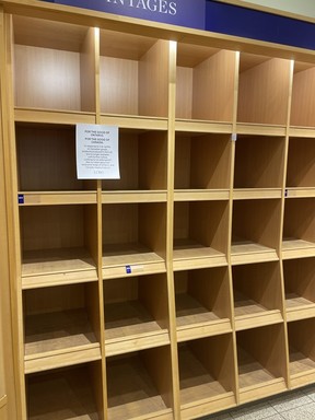 Shelves where American products once were are empty at the LCBO. JOE WARMINGTON/TORONTO SUN