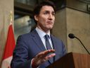 Prime Minister Justin Trudeau speaks during a news conference on Parliament Hill in Ottawa, Tuesday, March 4, 2025.
