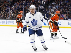 Leafs Winger Max Domi plays Anaheim on Sunday.