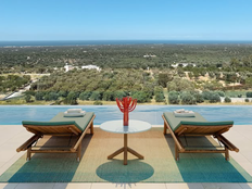 A view of the sea from the pool at Vista Ostuni, just outside the city centre in a 14th-century palazzo.