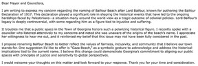 Letter to Georgina town council