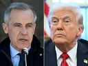 Canadian Prime Minister Mark Carney, left, US President Donald Trump.