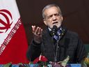In this photo posted by the Iranian Presidential Office, Masoud Pezeshkian spoke on the anniversary of the Islamic Revolution in 1979, which overthrew the late Pro-us Shah Mohammad Reza Pahlavi and awarded the Islamic instrument to the Islamic instrument and brought the Islamic instrument to Iran, Iran, Monday, Monday, 10, May 2025. May 10, 2025.