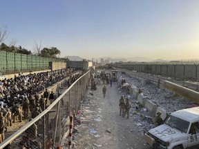 The bombing area at Abbey Gate is pictured August 26, 2021, in Kabul, Afghanistan, before the blast.
