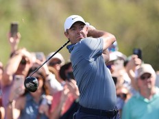 Rory McIlroy of Northern Ireland plays his shot from the ninth tee during the first round of THE PLAYERS Championship on the Stadium Course at TPC Sawgrass on March 13, 2025 in Ponte Vedra Beach, Florida.