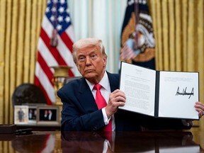 U.S. President Donald Trump signed a signed executive order at the Oval Office of the White House in Washington, D.C. on Thursday, March 6, 2025.