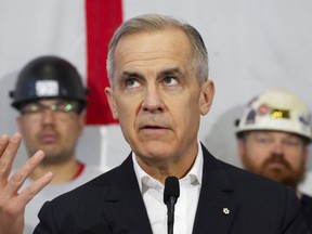 Liberal Leader Mark Carney makes an announcement.