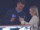 SportsCaster Wiley Ballard asked fans for her phone number in the Blue Jays-Braves game Monday.