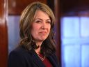Alberta Prime Minister Danielle Smith spoke on the media at Lougheed House on Wednesday, January 29, 2025.