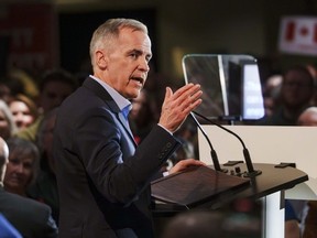 Mark Carney speaks to supporters.
