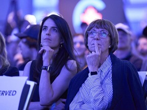 Supporters watch the results come in on Election Day at the Conservative election party.