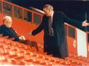 Right Maple Leaf GM Gerry McNamara Right, often had to beg for his case to the then-convoy owner Harold Ballard.