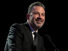 Jimmy Kimmel performs onstage as Keep Memory Alive hosts star-studded lineup at annual "Power Of Love" gala at MGM Grand Garden Arena on February 22, 2025 in Las Vegas, Nevada.