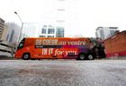 The NDP campaign bus is parked in downtown Ottawa on Saturday, March 22, 2025.