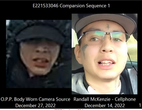 (l) Image from OPP const. The camera with a worn body in the Greg Pierzchala was captured on December 27, 2022, and (R) Images of Randall McKenzie's phone were captured on December 14, 2022.