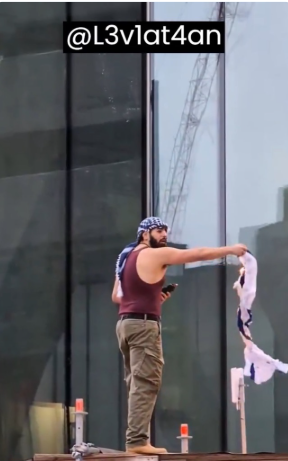  Toronto police have laid charges after a keffiyeh-wearing man burned an Israeli flag atop wooden scaffolding during an anti-Israel march earlier this month. Qabil Ibrahim, 26, of Toronto faces 2 arson charges, 1 nuisance charge.