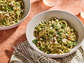 Edamame Spaghetti With Peas and Pistachios. CREDIT: Tom McCorkle/For The Washington Post