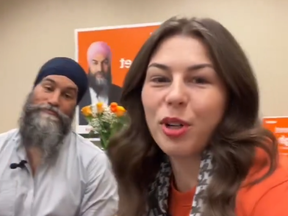 New Democratic leader Jagmeet Singh won the hands of fan-only creator Jessica Wetz on the campaign. ScreenGrab/ Tiktok