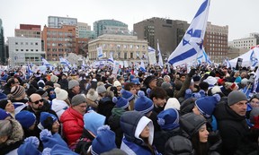Thousands of Jewish community members and allies from across the country united on Parliament Hill in solidarity with the hostages, the people of Israel, and the safety of Jewish Canadians, Dec. 4, 2023.