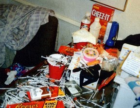 CHEEZE ITS AND NEEDLES: The motel room where cops found Christine Paolilla. HPD