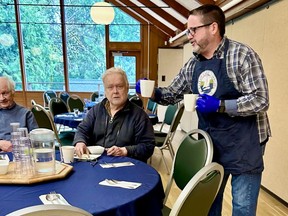 Ruch served lunch at a senior center in Lake Oswego, Oregon, on April 7. CREDIT: Courtesy of Doug Ruch