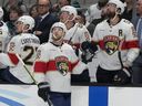 Florida Panthers' Sam Bennett, foreground, stands at the bench during a game against San Jose earlier this year.