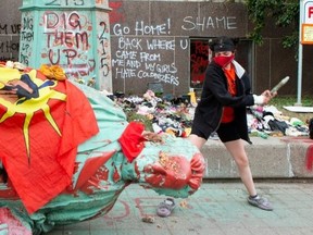 Ryerson statue toppled