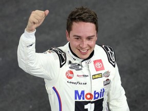 NASCAR driver Christopher Bell celebrates