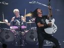 Dave Grohl and drummer Josh Freese of Foo Fighters in concert at the Verdun Auditorium in the Montreal area Monday, July 10, 2023.