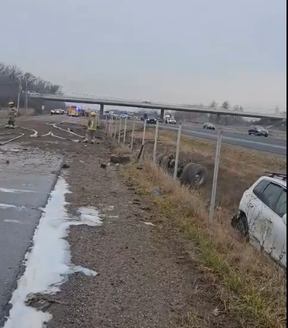 An image from the OPP of the aftermath of a Jan. 12, 2024 crash on the QEW.