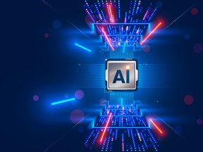 AIという文字が刻まれたコンピューターチップ。