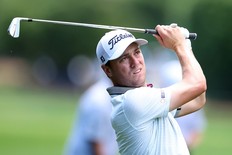 Justin Thomas plays a shot on the second hole prior to the PGA Championship at Quail Hollow Country Club on Wednesday in Charlotte, N.C. Warren Little/Getty Images