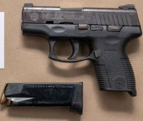 An image from Peel police of a gun allegedly seized in the arrest of Charandeep Singh.