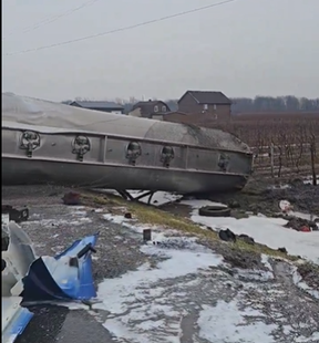 An image from the OPP of the aftermath of a Jan. 12, 2024 crash on the QEW.