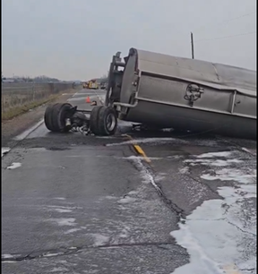 An image from the OPP of the aftermath of a Jan. 12, 2024 crash on the QEW.