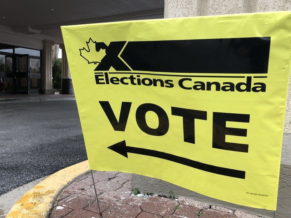 Signage for an Elections Canada voting station.
