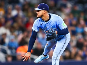 Jose Berrios of the Blue Jays pitches