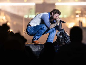 Post Malone performs onstage during his BIG ASS Stadium Tour at Rogers Centre in Toronto, May 26, 2025.